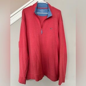 Vineyard Vines men’s coral 100% Pima cotton quarter-zip shirt.